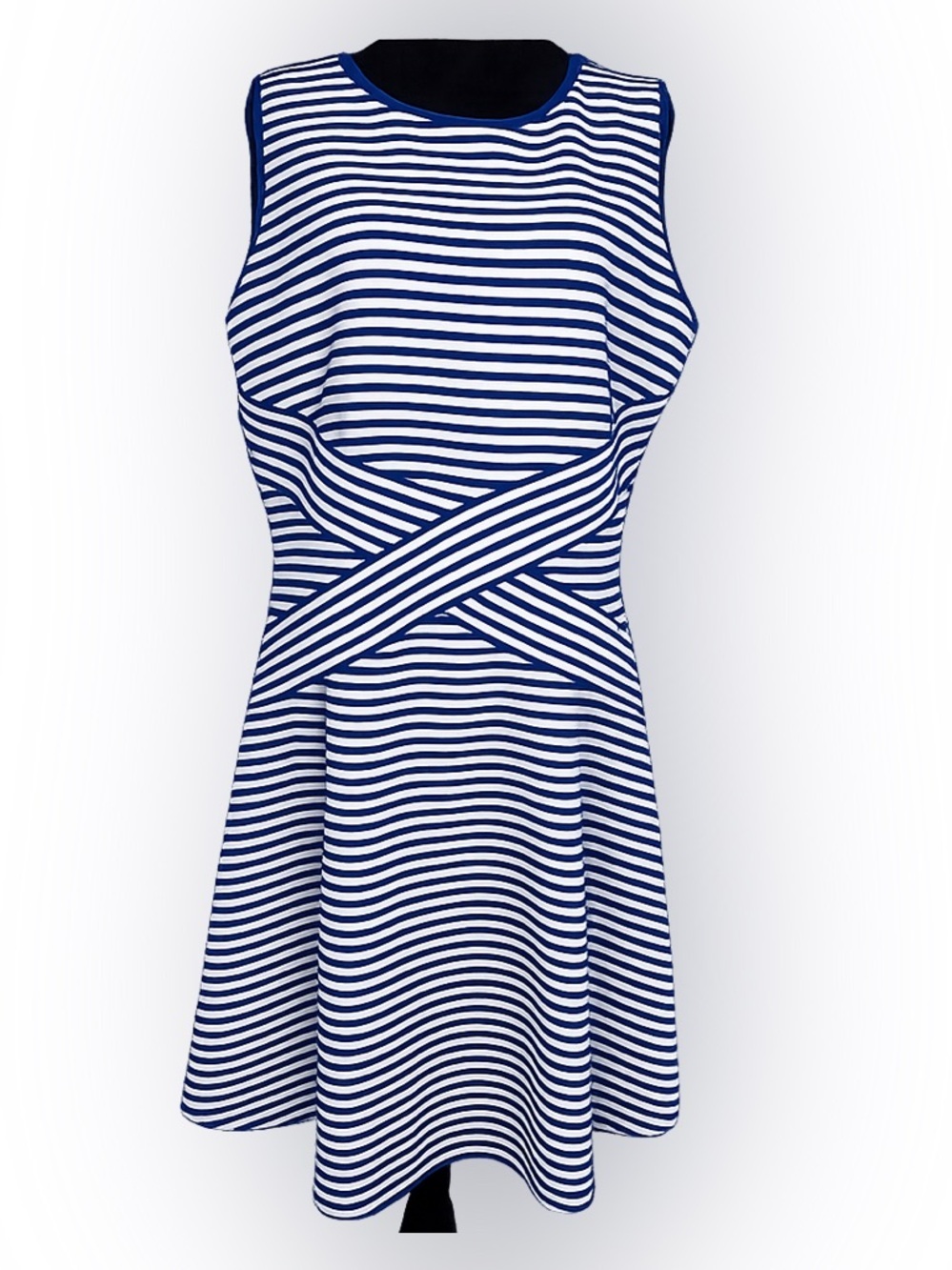 Trulli Dress Blue & White Extra Large Asymmetrical Stripes Sleeveless Pullover